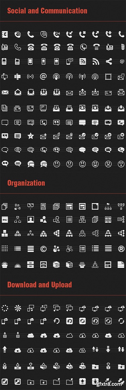 1500 Pixel Perfect Icons in 6 Different Sizes