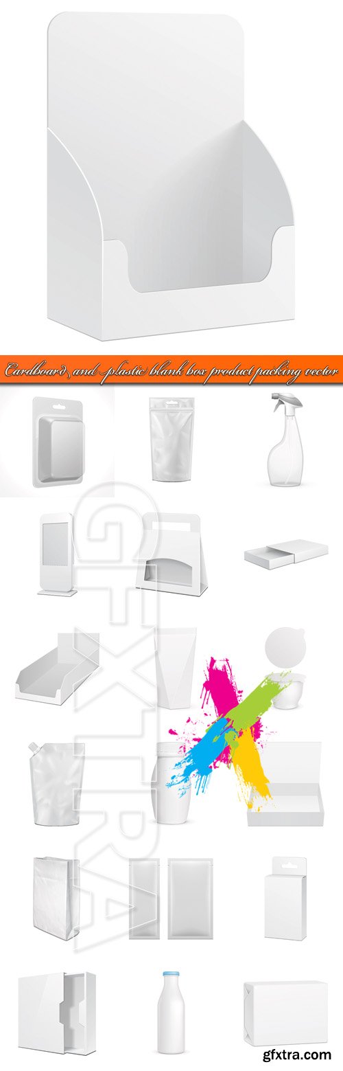 Cardboard and plastic blank box product packing vector