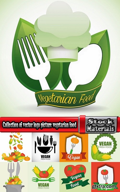 Collection of vector logo picture vegetarian food poster flyer icon banner 25 Eps