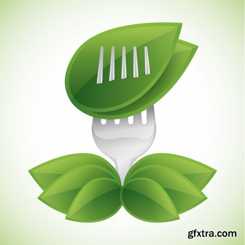 Collection of vector logo picture vegetarian food poster flyer icon banner 25 Eps