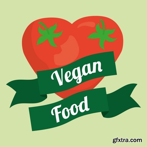 Collection of vector logo picture vegetarian food poster flyer icon banner 25 Eps