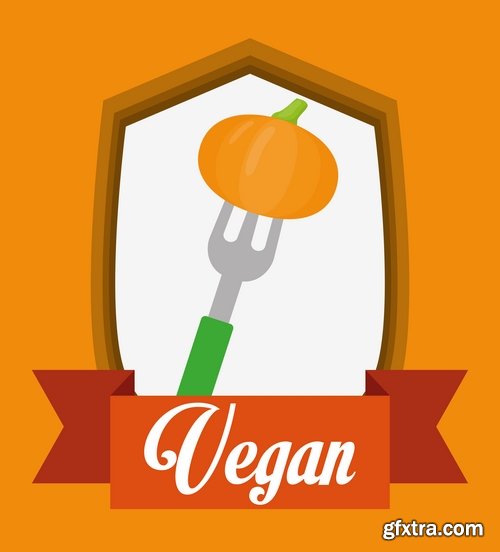 Collection of vector logo picture vegetarian food poster flyer icon banner 25 Eps