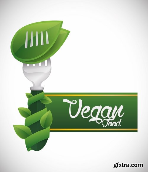 Collection of vector logo picture vegetarian food poster flyer icon banner 25 Eps