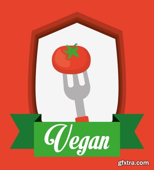 Collection of vector logo picture vegetarian food poster flyer icon banner 25 Eps