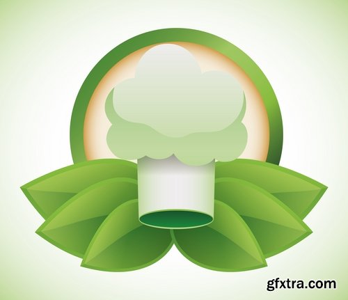 Collection of vector logo picture vegetarian food poster flyer icon banner 25 Eps