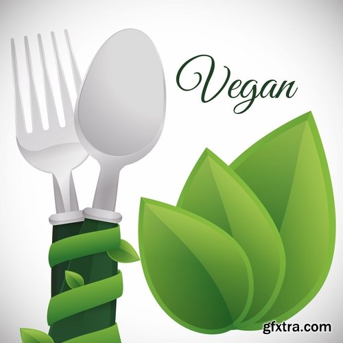 Collection of vector logo picture vegetarian food poster flyer icon banner 25 Eps