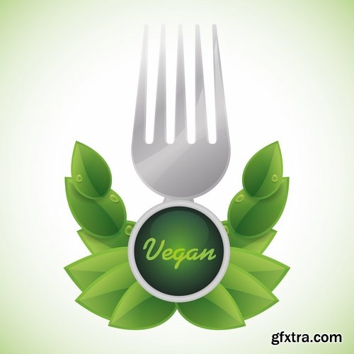 Collection of vector logo picture vegetarian food poster flyer icon banner 25 Eps