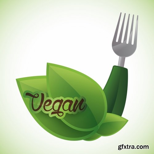 Collection of vector logo picture vegetarian food poster flyer icon banner 25 Eps