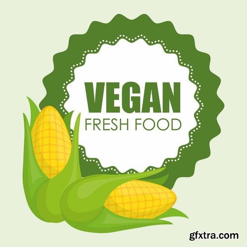 Collection of vector logo picture vegetarian food poster flyer icon banner 25 Eps