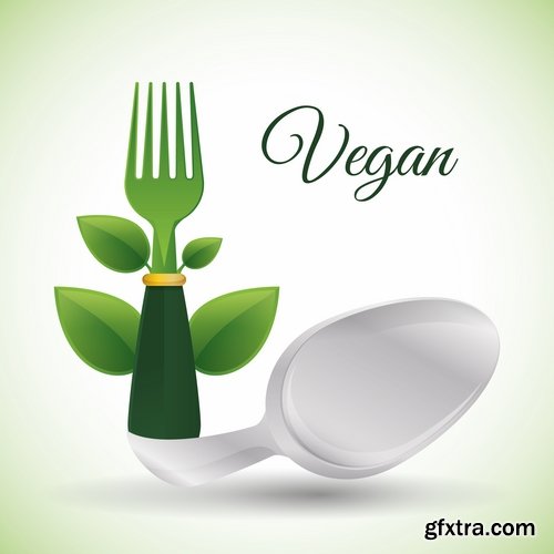 Collection of vector logo picture vegetarian food poster flyer icon banner 25 Eps