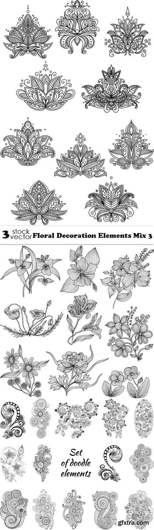 Vectors - Floral Decoration Elements Mix 3