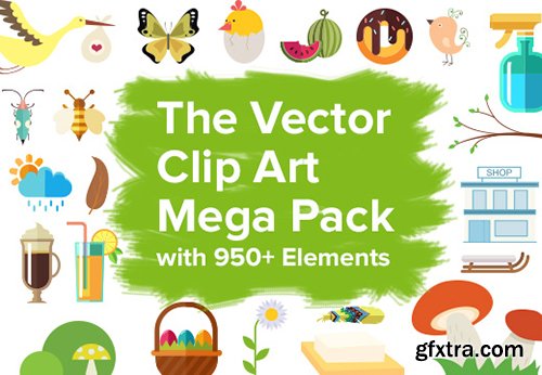 The Vector Clip Art Mega Pack with 950+ Elements