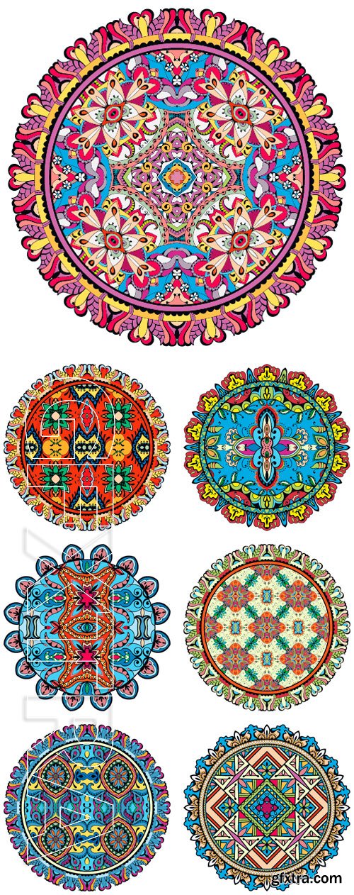 Stock Vectors - Mandala round ornament, tribal ethnic pattern, arabic Indian motif. Vector fashion illustration