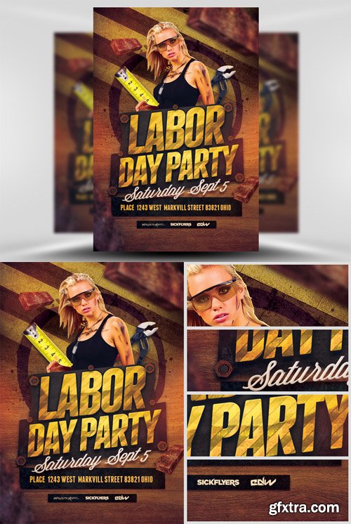 Labor Day Party Flyer Template 2