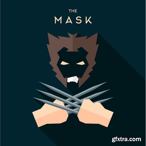 Collection of vector image mask superhero 25 EPS