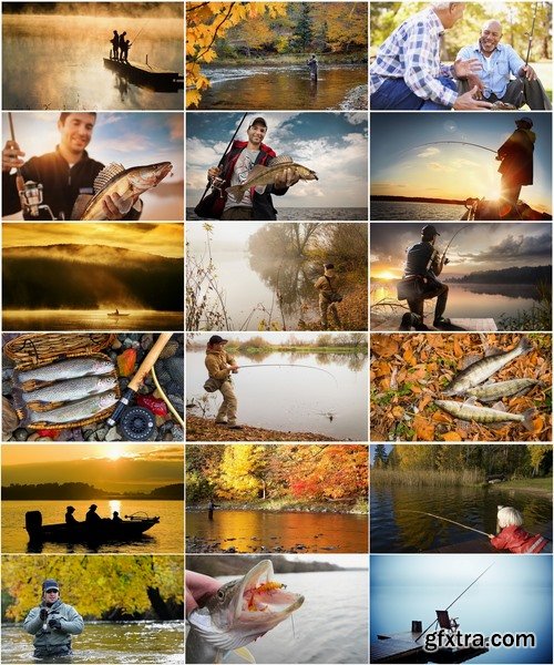 Collection of autumn catch fishing fishing tackle fog on the river yellow woods 25 HQ Jpeg