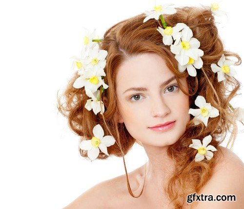 Flower in the women's hair