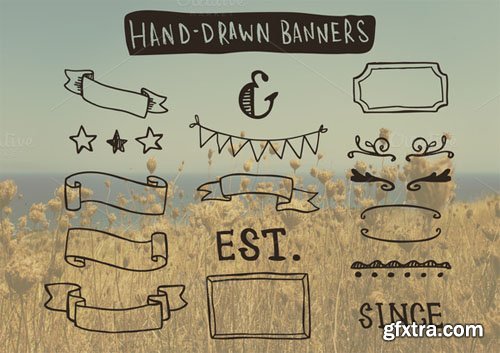 Hand-Drawn Banners and Frames - CM 24904