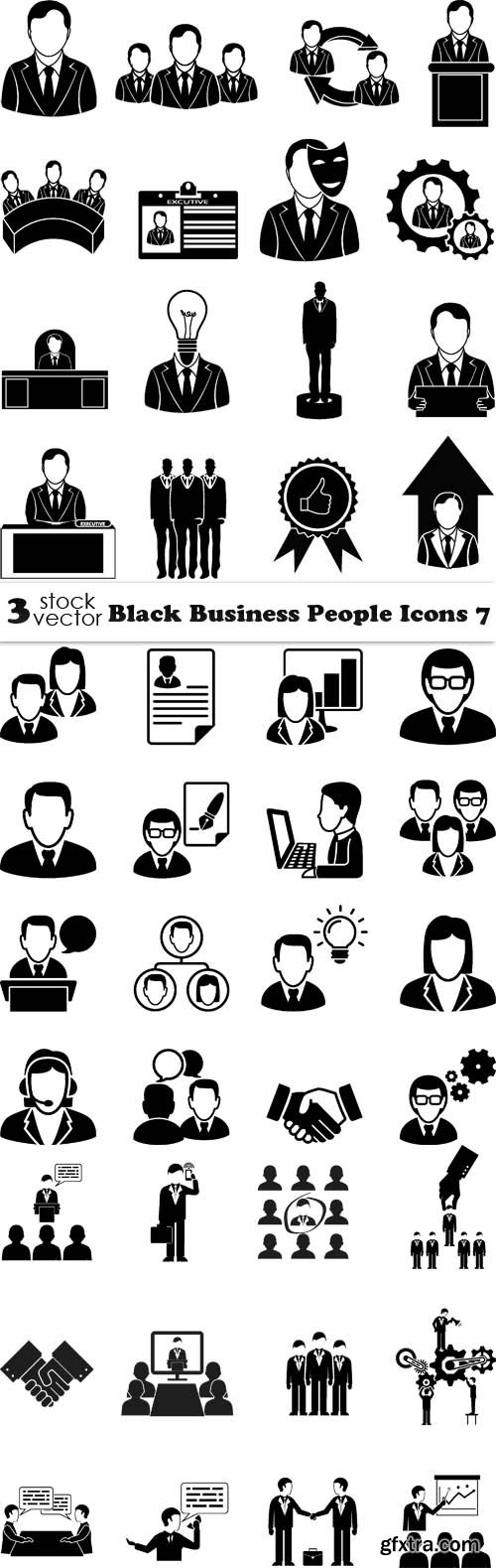 Vectors - Black Business People Icons 7