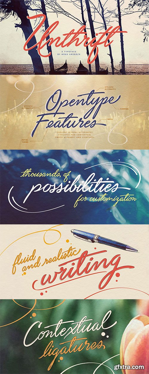 Unthrift - A High Quality Script Typeface 2xOTF $59