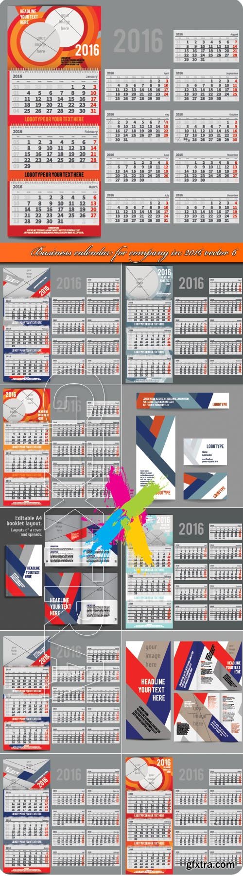 Business calendar for company in 2016 vector 6