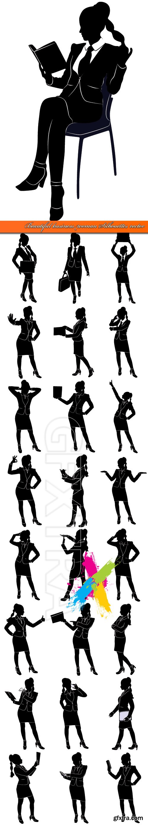 Beautiful business woman silhouettes vector