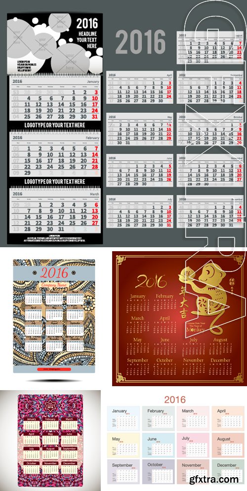 Stock Vectors - 2016 Calendar template