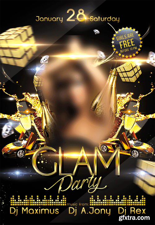 Glam Party Flyer PSD Template + Facebook Cover