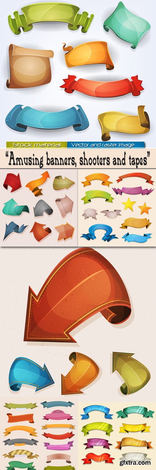 Comic banners, shooters and tapes in Vector