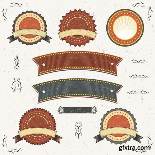 Grunge banner and labels in Vector