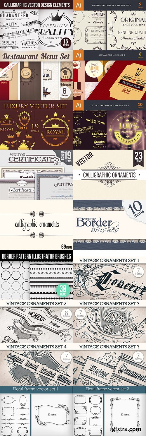 Get 600+ Vector Calligraphic Ornaments & Page Decorations + Bonus