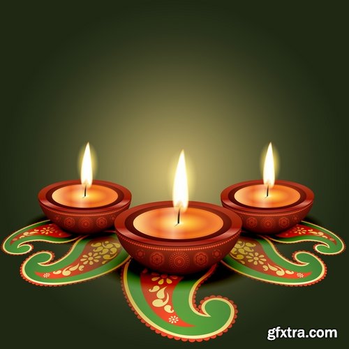Collection of vector picture Indian holiday Diwali flyer banner poster background 25 EPS
