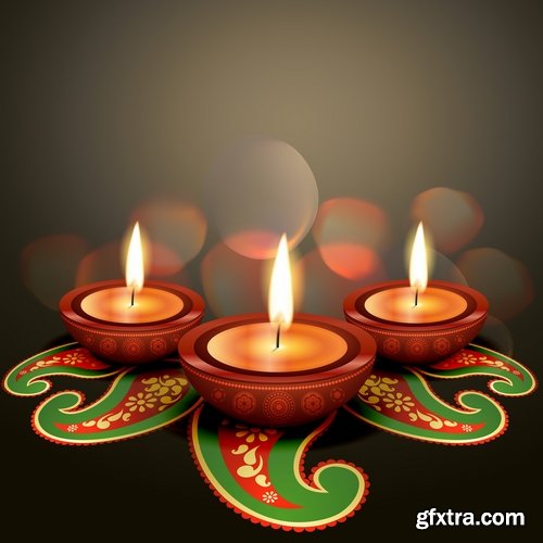 Collection of vector picture Indian holiday Diwali flyer banner poster background 25 EPS