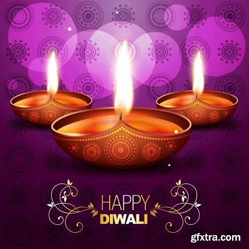 Collection of vector picture Indian holiday Diwali flyer banner poster background 25 EPS