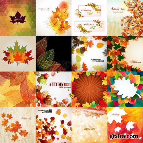 Collection of vector autumn background is a picture poster flyer banner leaf tree #3-25 EPS