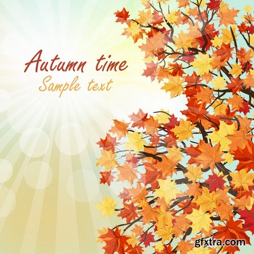 Collection of vector autumn background is a picture poster flyer banner leaf tree #3-25 EPS