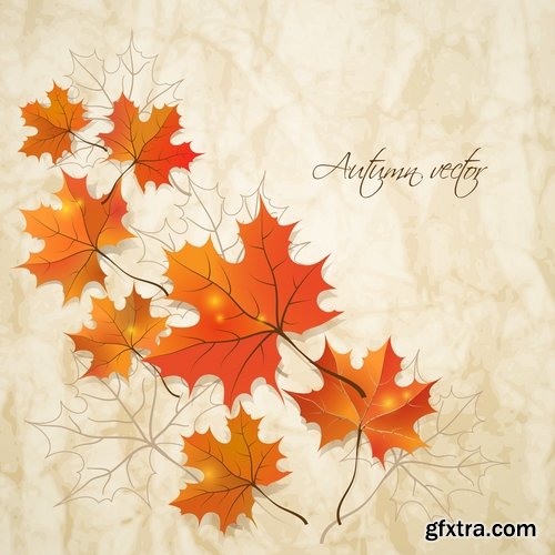 Collection of vector autumn background is a picture poster flyer banner leaf tree #3-25 EPS