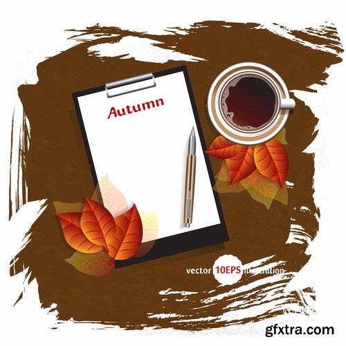 Collection of vector autumn background is a picture poster flyer banner leaf tree #3-25 EPS