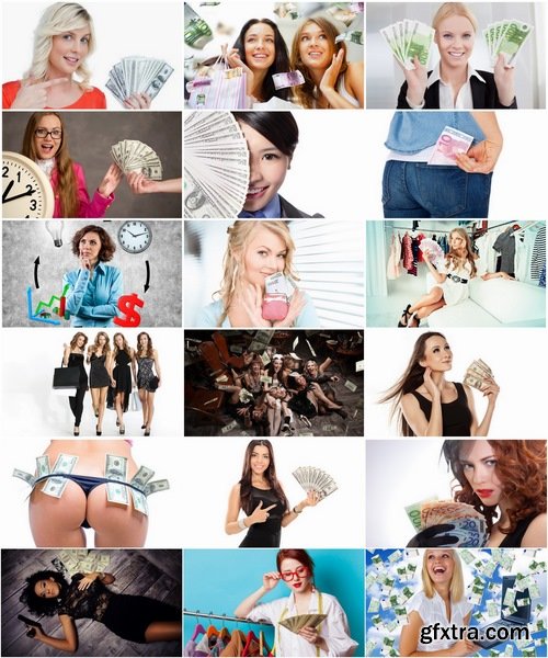 Collection of Beautiful girl woman with money banknote 25 HQ Jpeg