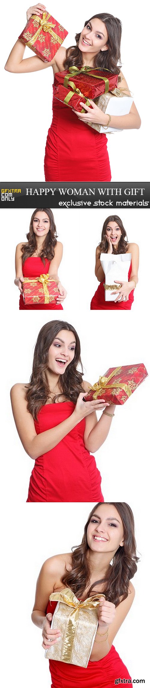 Happy Woman with Gift - 5 UHQ JPEG