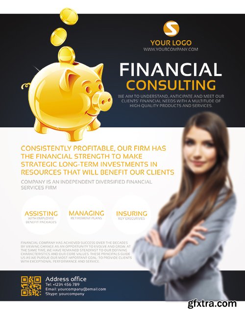 Financial Consulting Flyer PSD Template + Facebook Cover