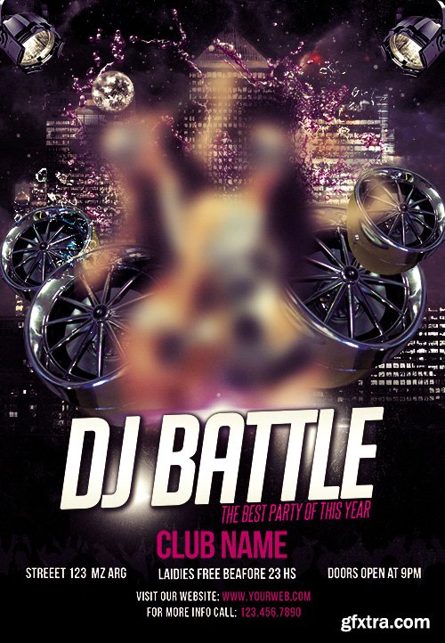 Dj Battle Flyer PSD Template + Facebook Cover