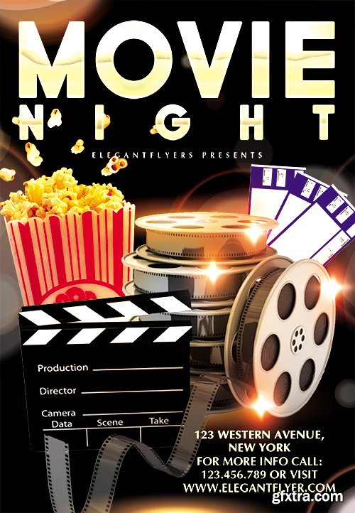 Movie Night Flyer PSD Template + Facebook Cover » GFxtra
