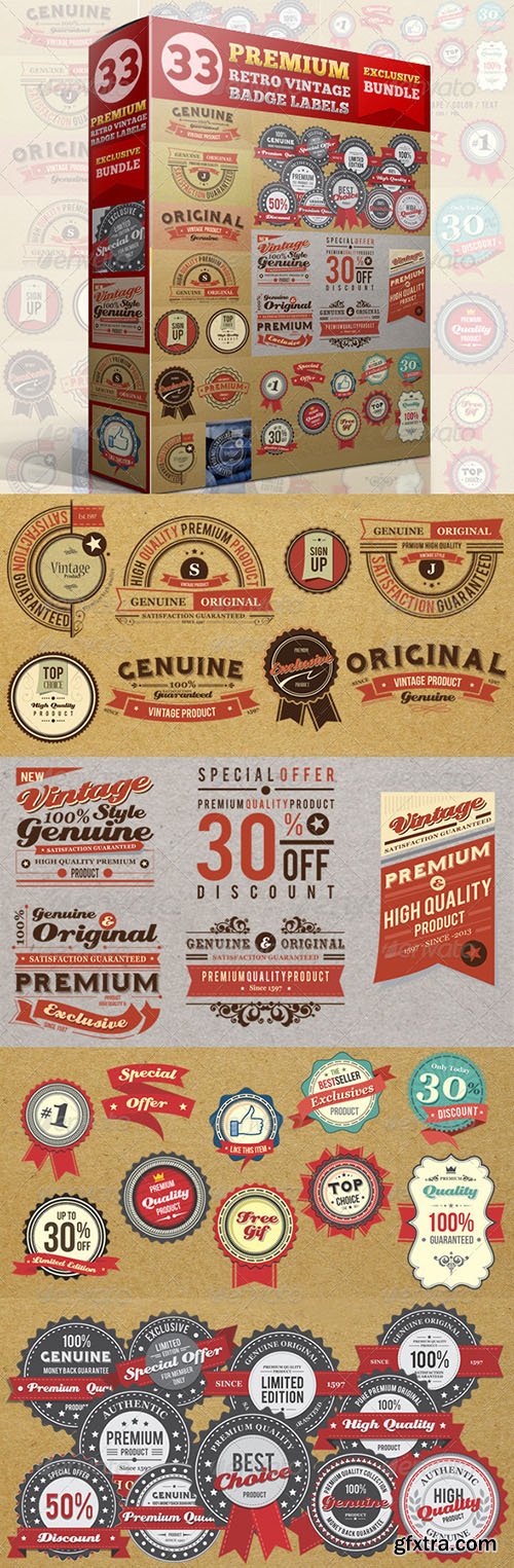 Graphicriver Premium Retro Vintage Badge Label Bundle 4573381