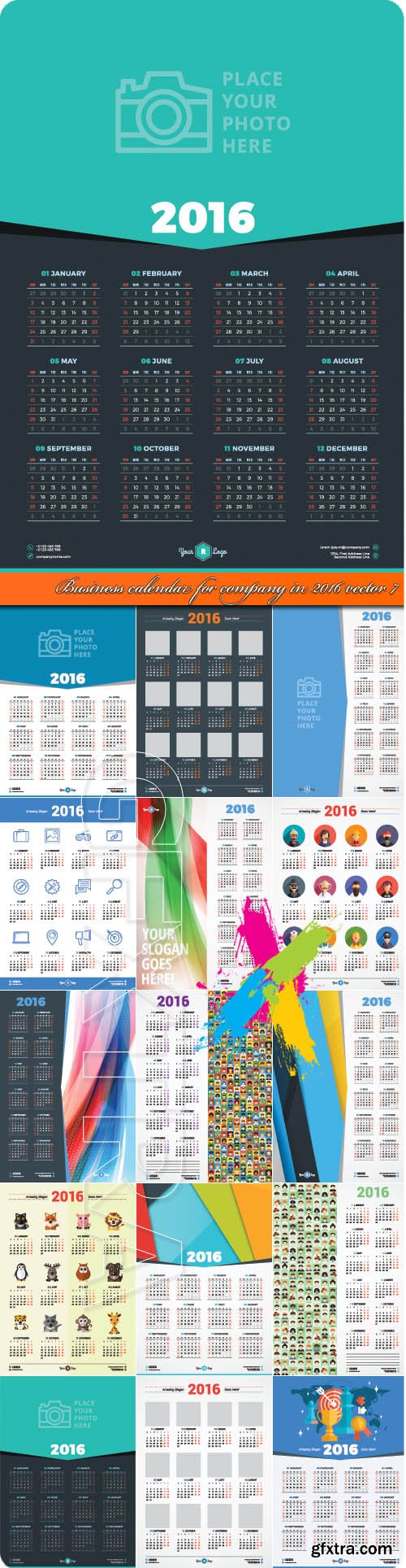 Business calendar for company in 2016 vector 7