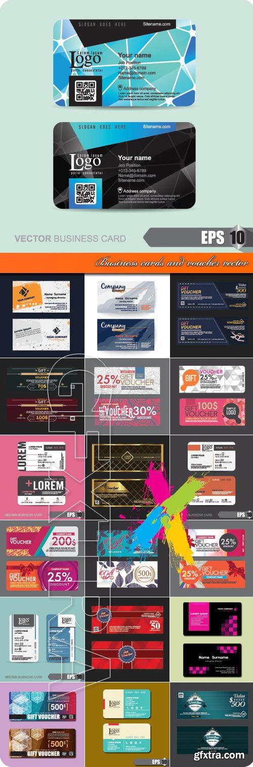 Business cards and voucher vector