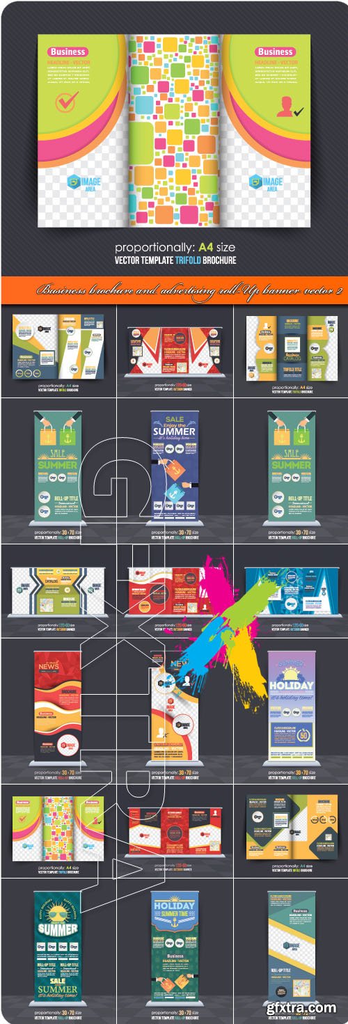 Business brochure and advertising roll-Up banner vector 2