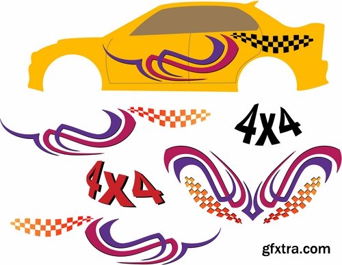 Collection of vector image sticker on car advertising 25 EPS