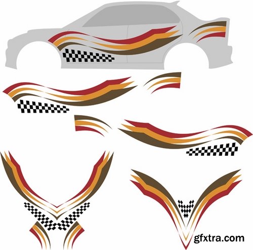 Collection of vector image sticker on car advertising 25 EPS