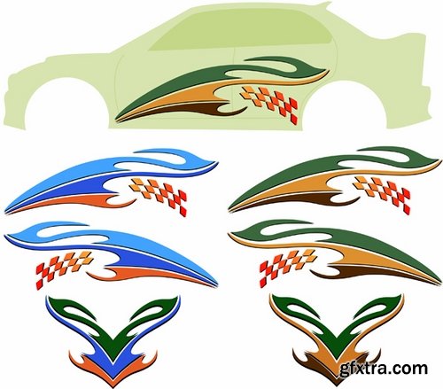 Collection of vector image sticker on car advertising 25 EPS